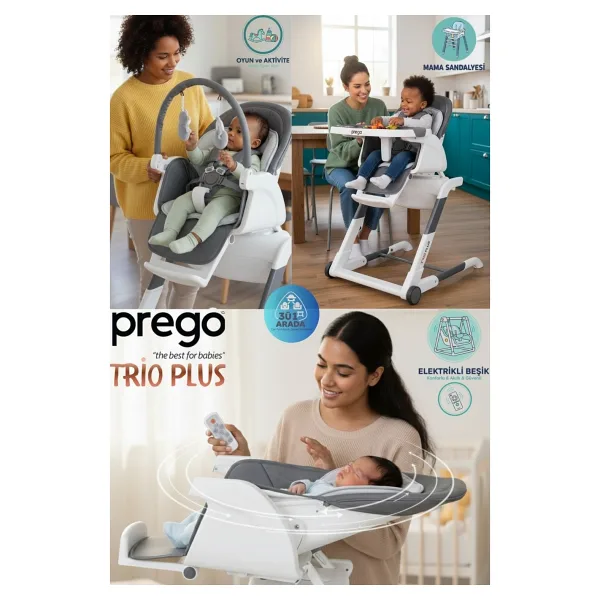 Prego 4029 Trio Plus Gri Mama Sandalyesi