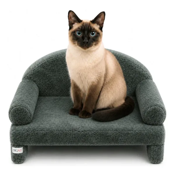 Reyo Pet Peluş Kedi Koltuğu, Kanepesi, Yatağı, Evcil Hayvan Dinlenme Koltuğu, Rahat Kedi Sofa Yatağı, 45x33x25 cm Antrasit
