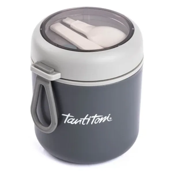 Tantitoni Gri Paslanmaz Çelik Yuvarlak Kaşıklı Yemek Taşıma Kabı 530Ml (417455)