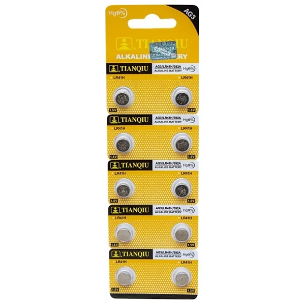 Tianqiu AG3 LR41H/392A Alkalin Düğme Pil 10 x 5'li
