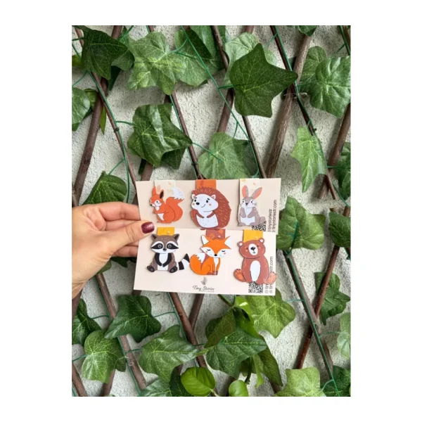 Tiny Stories TR Mıknatıslı Kitap Ayracı - Hayvan Karakter Temalı 6 Adet -Magnetic Bookmark Page Marker