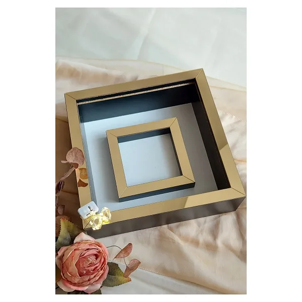 Verda Çerçeve 25x25 Ledli Siyah-gold Fotoğraf Bölümlü Çerçeve Gül Tasarımlarınız Için