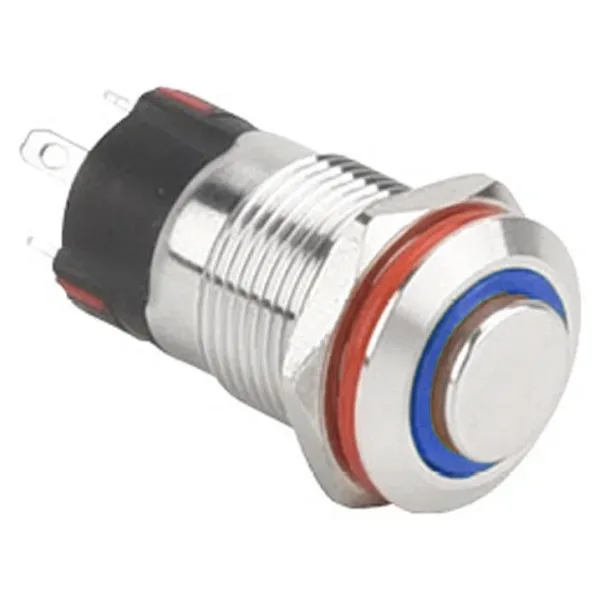 WD12A-G1Z-E 12mm Çıkık Anahtarlı Işıklı Metal Buton - Mavi