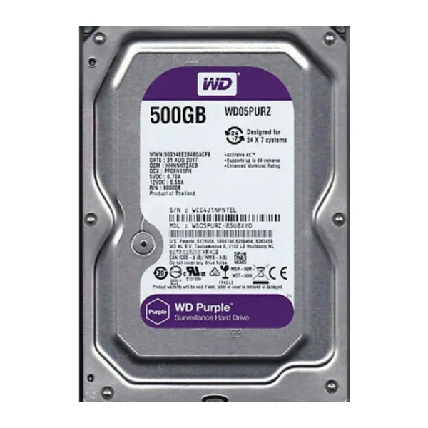 Western Digital Purple WD05PURZ SATA 3.0 5400 RPM 3.5" 500 GB Harddisk