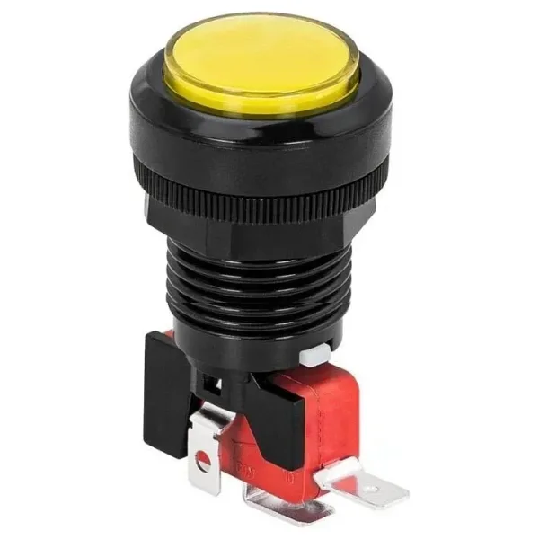 33mm 12V Işıklı Oyun Makinesi Butonu - Sarı