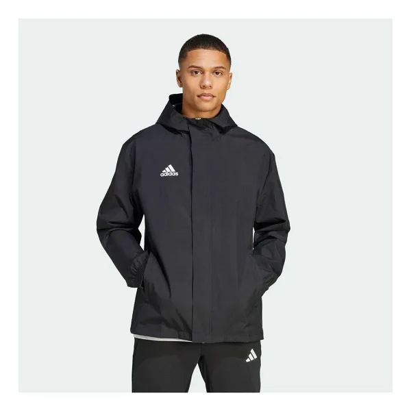 Adidas Entrada 22 All Weather IK4010 Kapüşonlu Siyah Erkek Yağmurluk