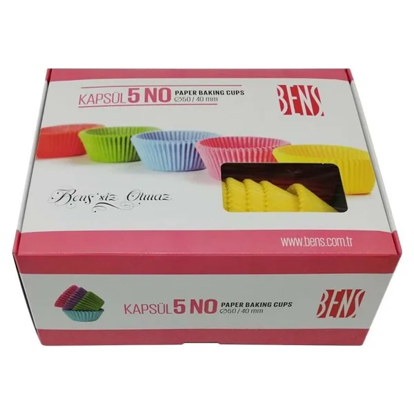 Bens Cupcake Kapsül Renkli No:5 50X40 mm - 500'LÜ