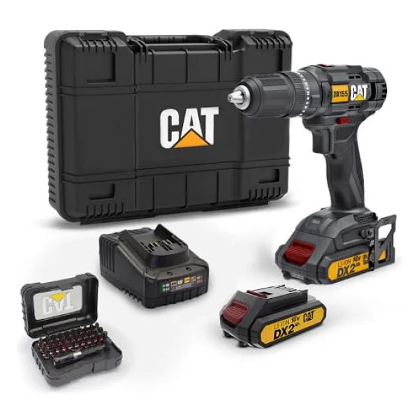Cat DX155.1SET 18 V Çift Akülü 2 Ah Darbeli Matkap + DA01901 32 Parça Vidalama Uç Seti