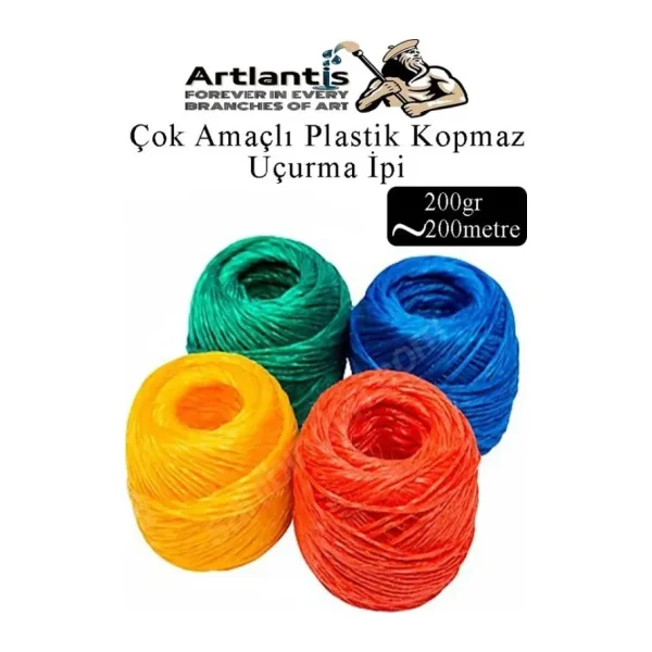 Çok Amaçlı Plastik Kopmaz Uçurtma İpi Çamaşır İpi 4 Adet Renkli 200 Metre Naylon İp Çırpı İpi Çizim İnşaat Duvar İpi