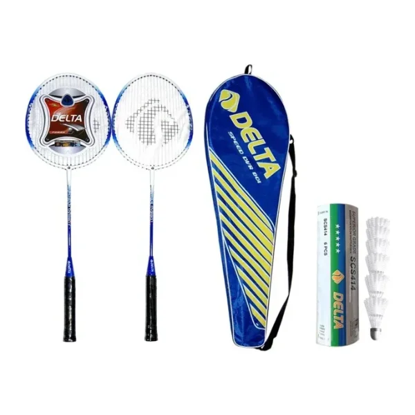 Delta 2 Adet Tek Parça Deluxe Badminton Raketi + Çantası + 6 Adet Dengeli Hız Badminton Topu Seti