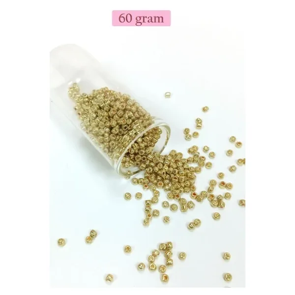 Dökme Cam Kum Boncuk (8/0) 3 mm - 60 Gram - Altın Rengi - BNC185