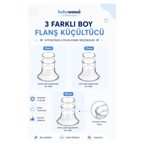 Göğüs Pompası Kalkanı Silikon Flanş Küçültücü 15-17-19mm