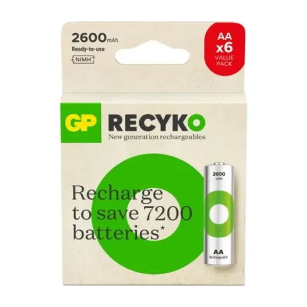 GP Recyko 2700 Serisi 2600 mAh 6'lı Şarjlı AA Kalem Pil