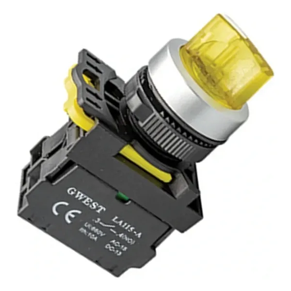 Gwest A5-21XSD-24 22mm 1-0-2 Sarı Led Işıklı Mandal Buton 24V 2NO