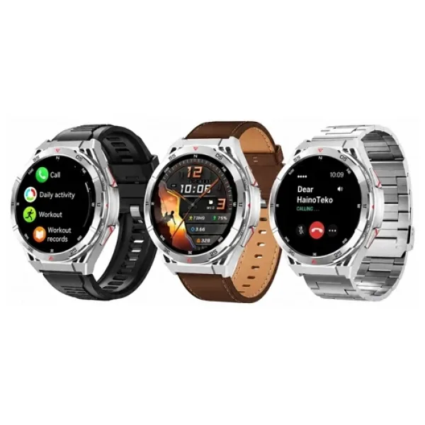 HainoTeko GPS-2 Akıllı Saat GPS AMOLED Ekran 3 ATM Su Geçirmez 3 Kordonlu Bluetooth Aramalı Gümüş