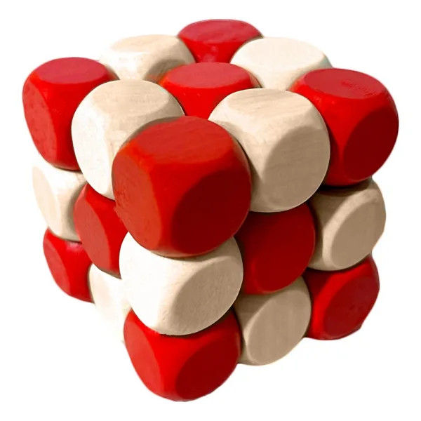 Hamaha Eğitici Ahşap Oyuncak Ahşap Yılan Küp Zeka Bulmaca Oyunu Kırmızı 3D Puzzle Oyunu