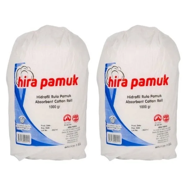 Hira Pamuk 1 kg - 2 Adet Hidrofil Rulo Pamuk Yumuşak Özellikli Temizlik İçin