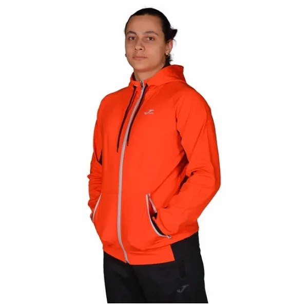 Joma Poly. Stork - Erkek Turuncu-Siyah Kapüşonlu Spor Eşofman Üstü - 4231303