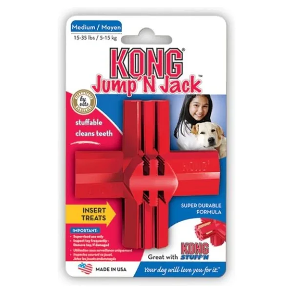 KONG Jump'N Jack Köpekler için Çok Amaçlı Isırma Oyuncağı L