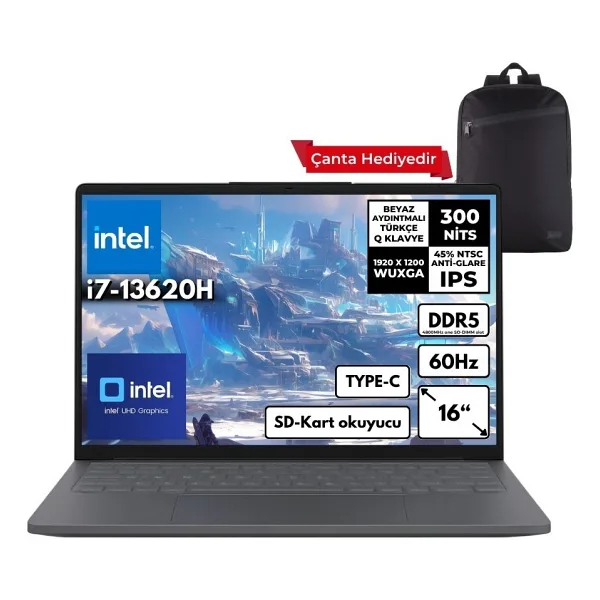 Lenovo IdeaPad Slim 3 16IRH10 83K2001WTR i7-13620H 24 GB 1 TB SSD UHD Graphics 16" WUXGA Notebook