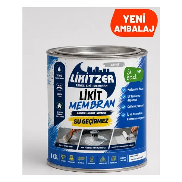 Likitzer Su Bazlı Likit Membran Beyaz Renk 1kg