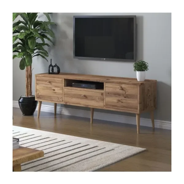 Mbes Mobilya Beyza Ahşap Ayaklı 140 Cm Atlantik Çam Tv Sehbası