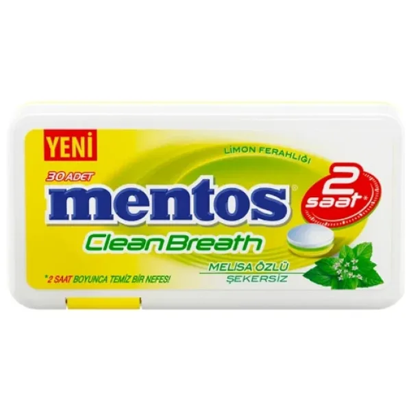 Mentos 2 Saat Clean Breath Limon Aromalı Tatlandırıcılı Tablet Şekerleme 21 GR x 12 Adet