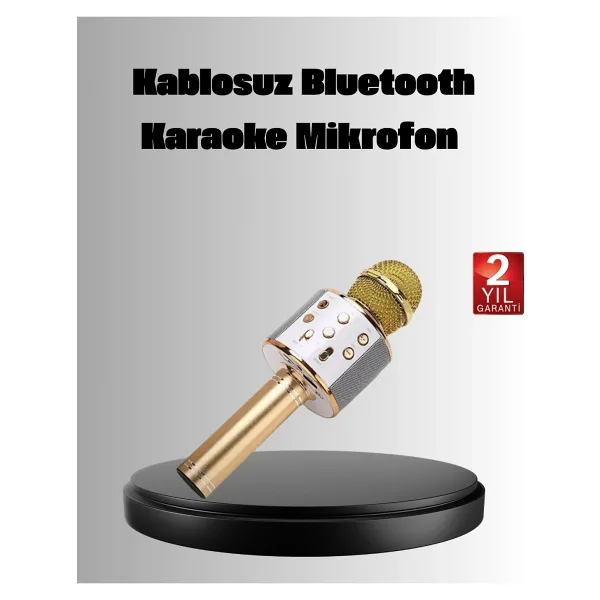 Mey İthalat Kablosuz Karaoke Mikrofon USB AUX Destekli Parti ve Eğlence İçin