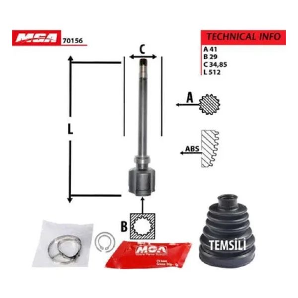 MGA 70156 Aks Kafası Sağ Iç Ducato / Boxer / Jumper 06- 2.2 Mjtd 2.3 Mjtd 3.0 Mjtd Mafsallı
