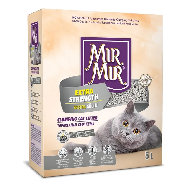 Mırmır Ekstra Güçlü Aktif Karbonlu 5 lt Bentonit Kedi Kumu