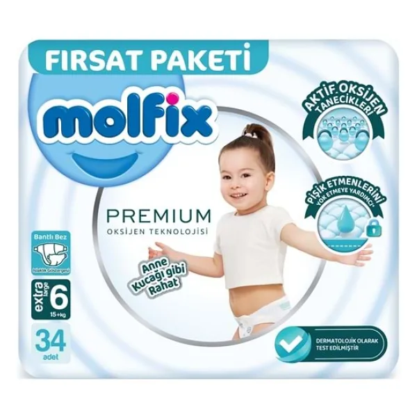 Molfix Premium 6 Numara Extra Large 34'lü Bebek Bezi