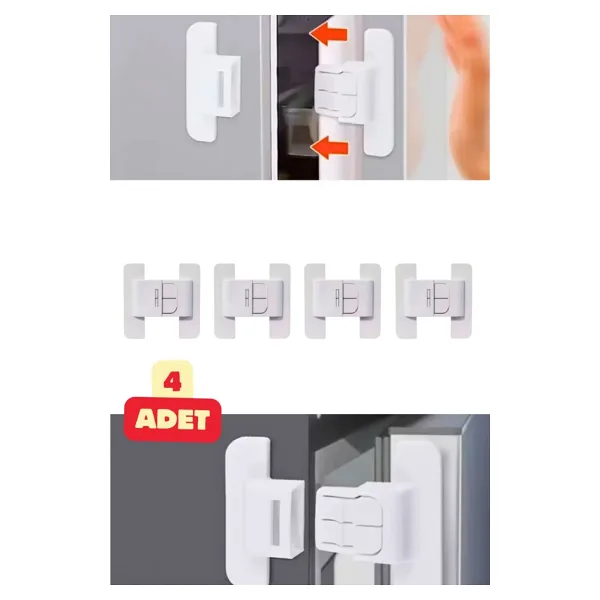 Mucit Home 4 Adet Çocuk Kilidi Buzdolabı Mobilya Çekmece Dolap Kapağı Güvenlik Koruma Kilit