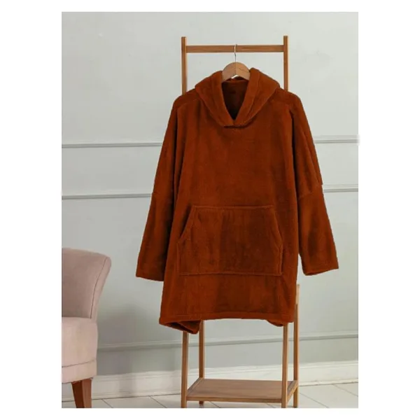 Mulberry Wellsoft Kapşonlu Giyilebilir Tv Battaniyesi Unisex Over Size - Kiremit