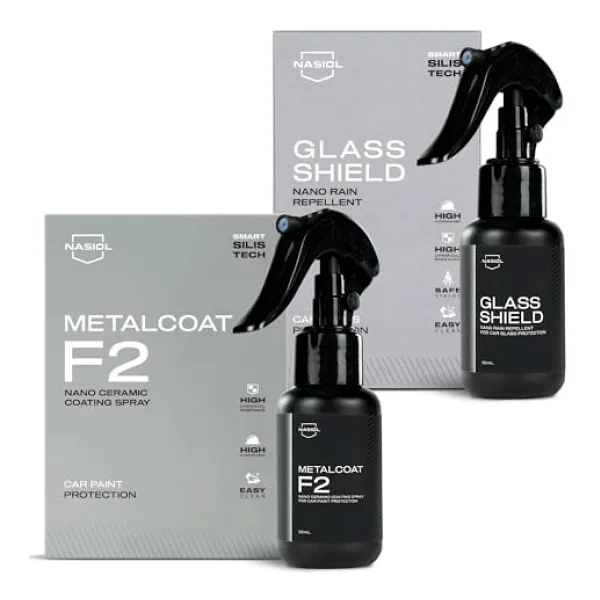 Nasiol Metalcoat Sprey Nano Seramik Kaplama ve Glasshield Sprey Yağmur Kaydırıcı Seti