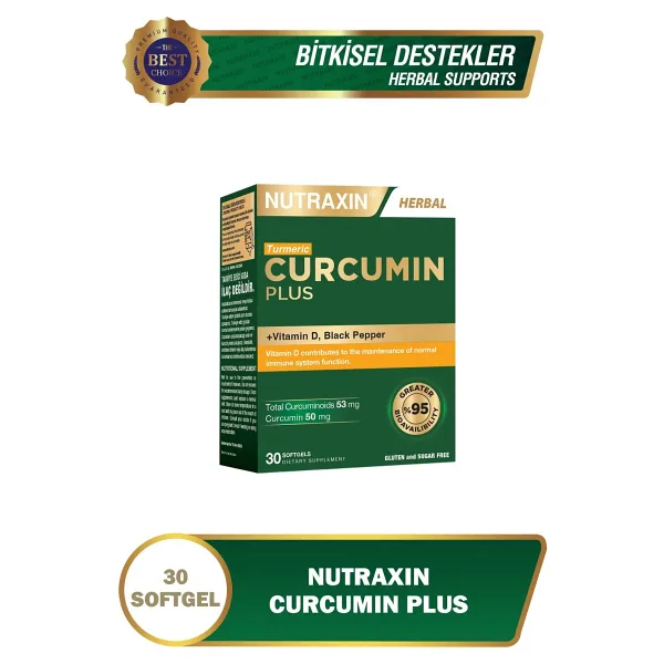 Nutraxin Curcumin Plus 30 Softgel - Vitamin D, Karabiber Içeren Takviye Edici Gıda