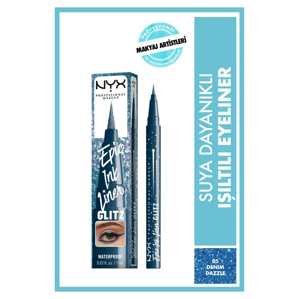 NYX Professional Makeup Epic Ink Liner Glitz 05 Denim Dazzle Eyeliner