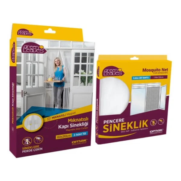 Omak Mıknatıslı Kapı Sinekliği 2X(60X210) cm + Pencere Sinekliği 130X150 cm