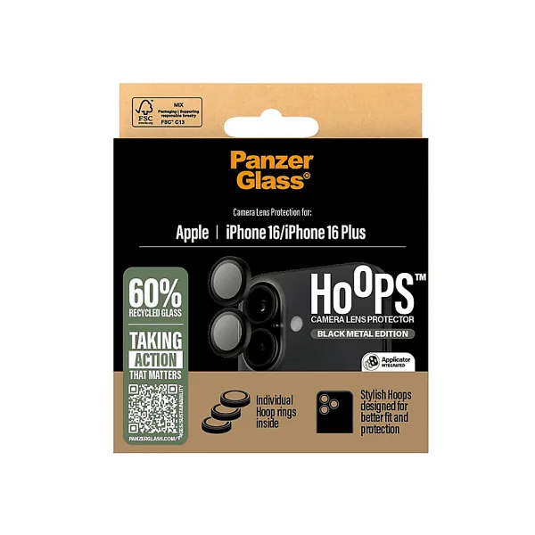 Panzerglass Hoops İphone 16 16 Plus Siyah Kamera Lens Koruyucu
