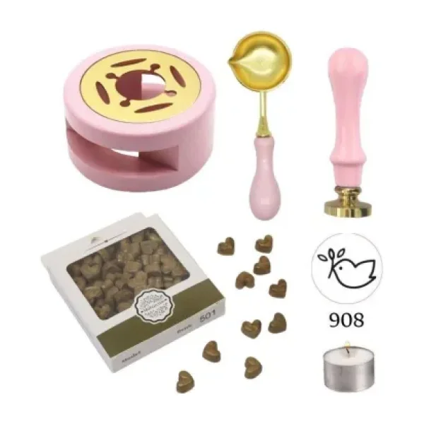 Profisher Davetiye Mum Mühürü Uygulama Seti Pembe Renk 908 Barış Güvercini - 1 Adet