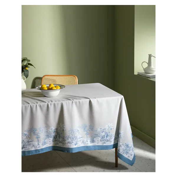 Ravage Polycotton Masa Örtüsü - Gri/Mavi - 150x250 cm
