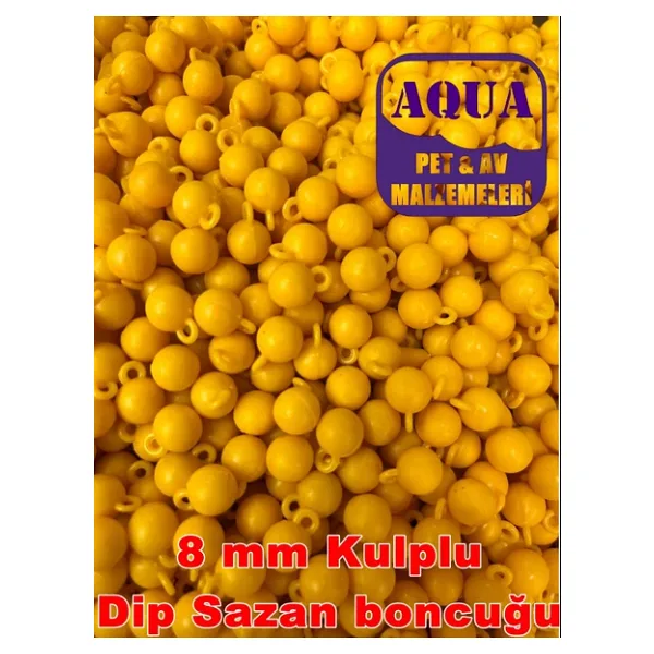 Sazan Boncuğu 8 Mm Kulplu Sarı 50 Adet Plastik Dip Balıkçı Boncuk
