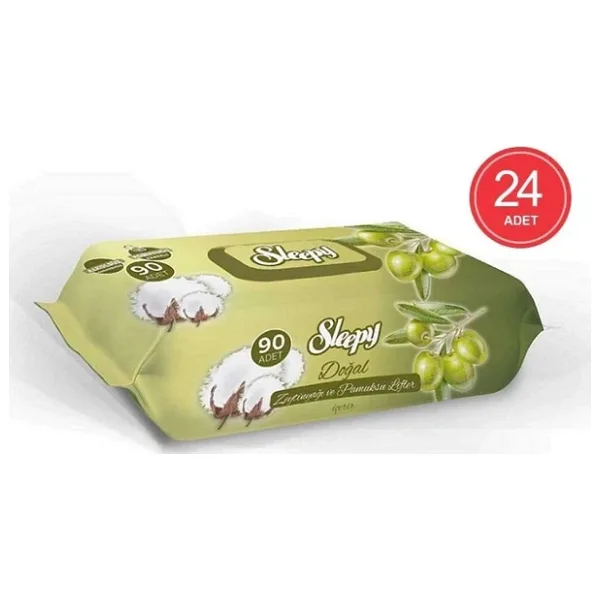 Sleepy Zeytinyağlı 90 Yaprak 24'lü Paket Islak Mendil