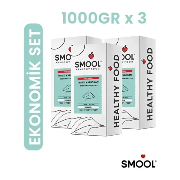 SMOOL 3 X 1000 G. Ingiliz Karbonatı (3X1000 GR) Içilebilir Katkısız Yenilebilir Gıda Tipi Food Grade