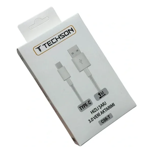 TECHSON Type-C 2.4A Hızlı Şarj Kablo USB 3.0 Veri Aktarımı 1m C08-T