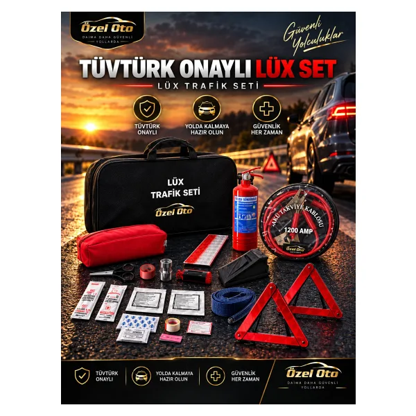 TRAFİKSETİ Trafik İlk Yardım Seti Akü Takviye Kablosu Plus Set Tüvtürk Onaylı