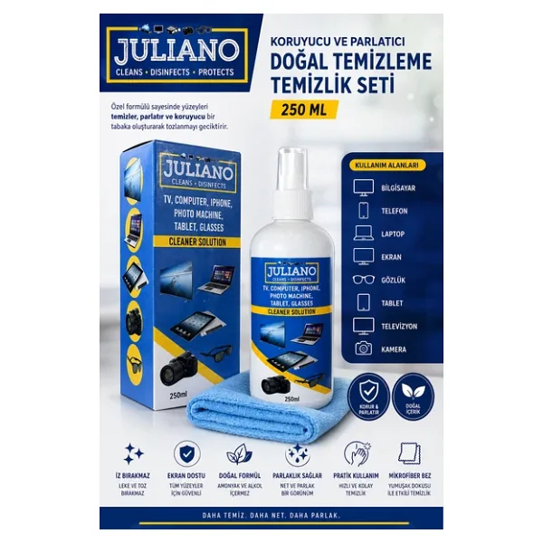 Tv Ekran Temizleme Spreyi + Mikrofiber Temizleyici Bez Hediye (150 Ml)