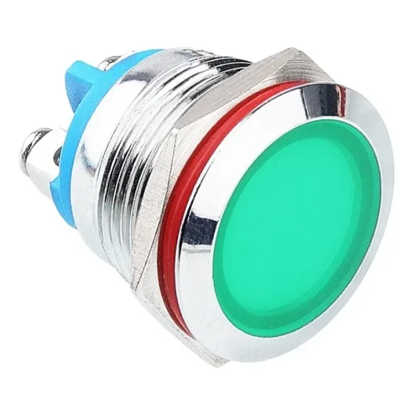 WD19L-P0 19mm 12-24V Metal Sinyal Lambası - Yeşil