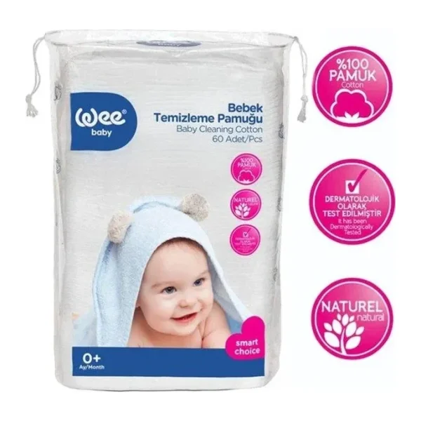 Wee Baby 60'lı Bebek Temizleme Pamuğu