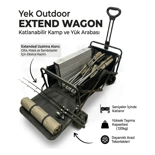 Yek Outdoor Extend Wagon Katlanabilir Kamp ve Yük Arabası