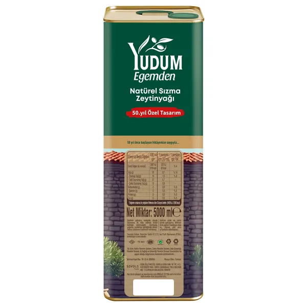 Yudum Egemden Yumuşak Lezzet Natürel Sızma Zeytinyağı 5 lt
